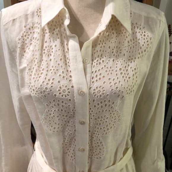 Free People Ivory Embroidered Button-down Dress Duster, Size Medium - Picture 2 of 8